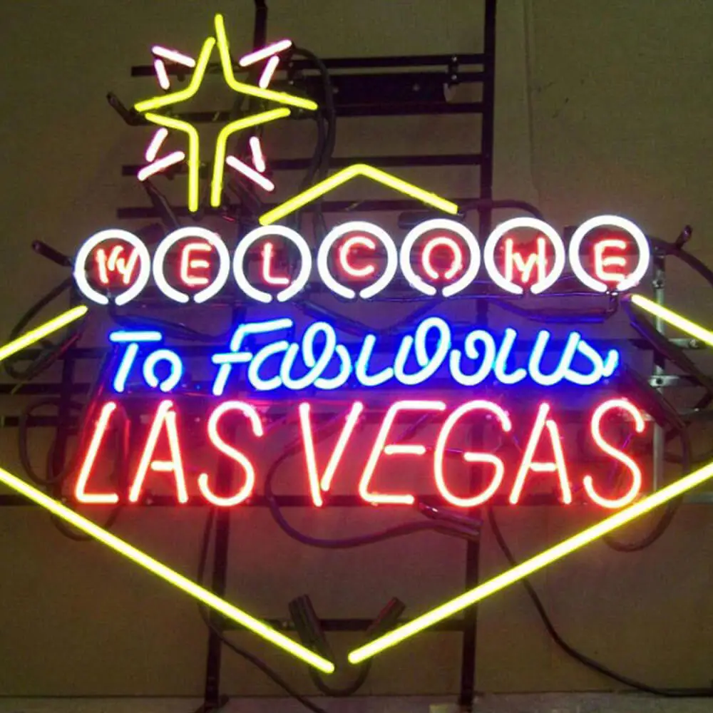 Enseigne Lumineuse LED 'Welcome To Las Vegas' - 600x400 Mm - Bleu Et Rouge - Alimentation Secteur