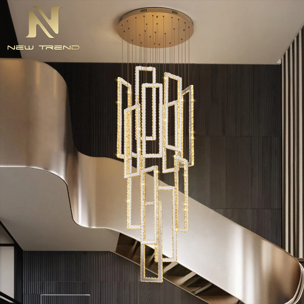 CPL-299 Bespoke Fixtures Indoor Decoration Villa Hall Hotel Lobby Staircase Luxury Crystal LED Chandelier Light