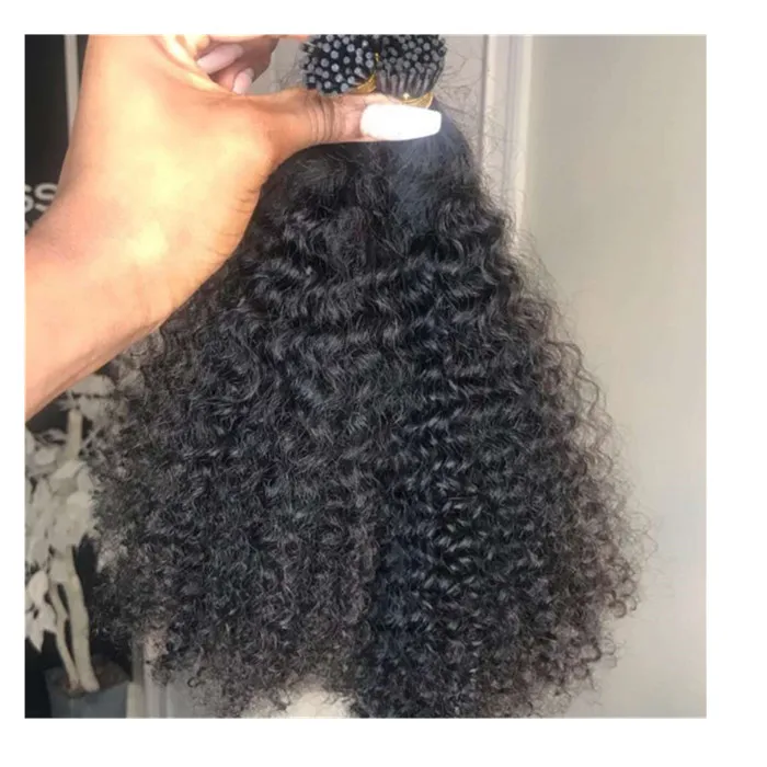 DIVA Microlinks Afro Kinky Curly Micro Links Human  Itip Hair Extension for Black Women Raw Indian Hair I Stick Tip