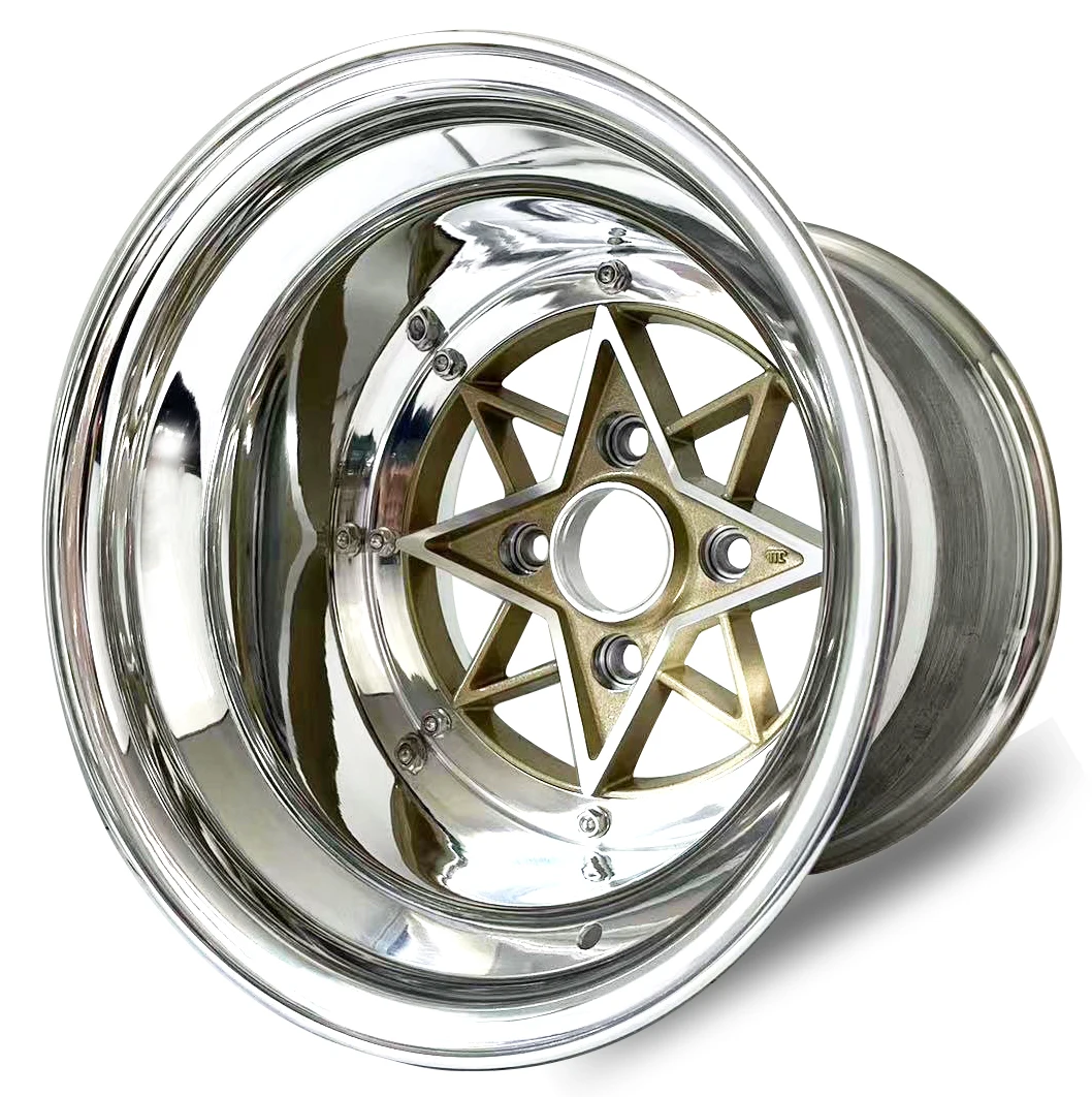 14X9.0 ET-25 4X114.3 Gold CENTER DISC JDM Wheel MK1 SSR LONG