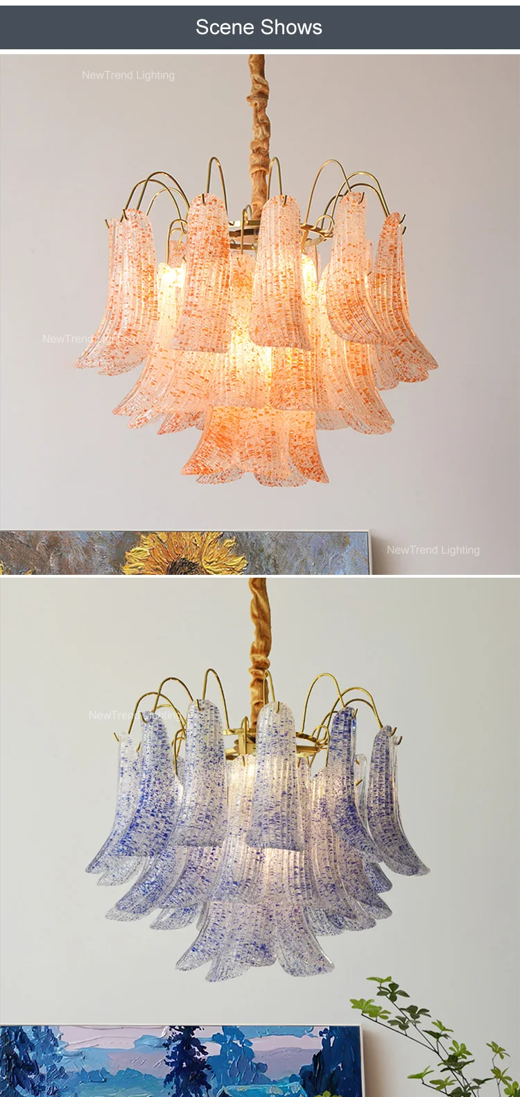 cpl 453 custom french vintage murano glass chandelier  colorful art pendant light for villa loft  living room-5