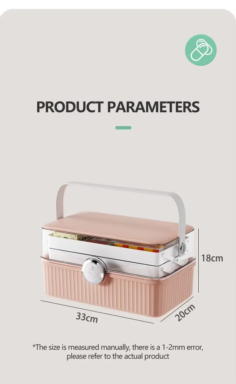 Large-Capacity 3-Layer Portable First Aid Storage Box Multi-Functional Plastic Bin at Factory Price details