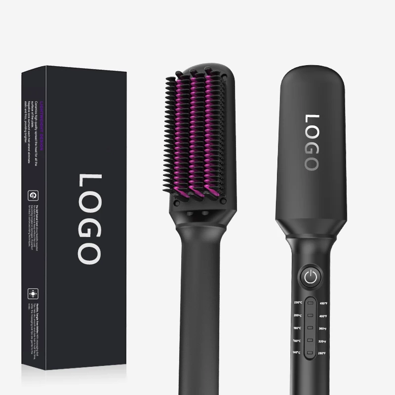 Portable Adjustable Temperature Electric Mini Hair Straightening Brush