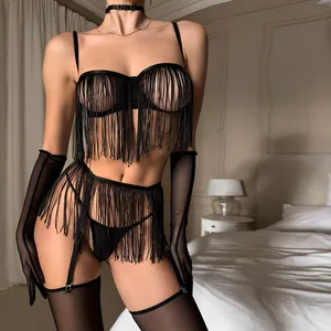 2025 Fashion High Quality New Women's Sexy Lingerie Set Hot Sales Mature See-through Mesh Six Pieces Underwear