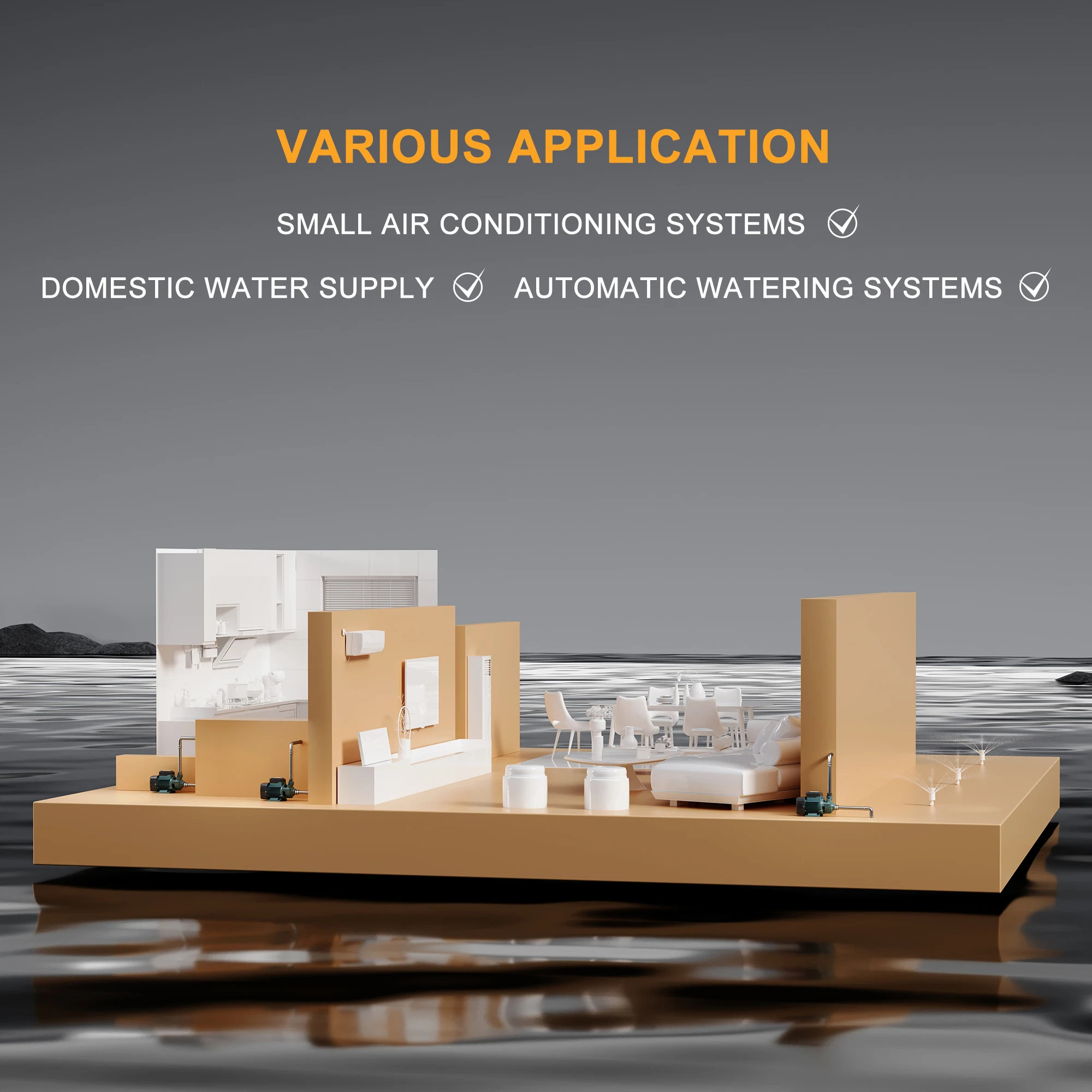 GRANDFAR 0.5Hp 0.37kw外围升级表面清洁水泵电动机家用花园Qb 60g外围水泵