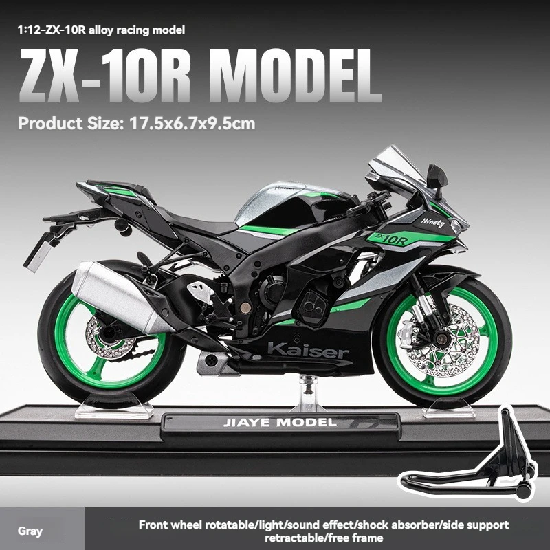 Diecast 1:12 Kawasaki ZX-10R Model - Movable Wheels Toy