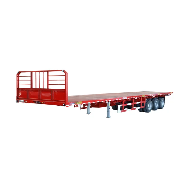 High quality Flatbed Truck Trailer Heavy Cargo Transport 40FT Container Tri Axle Flat Bed Semi Trailer For Sale
