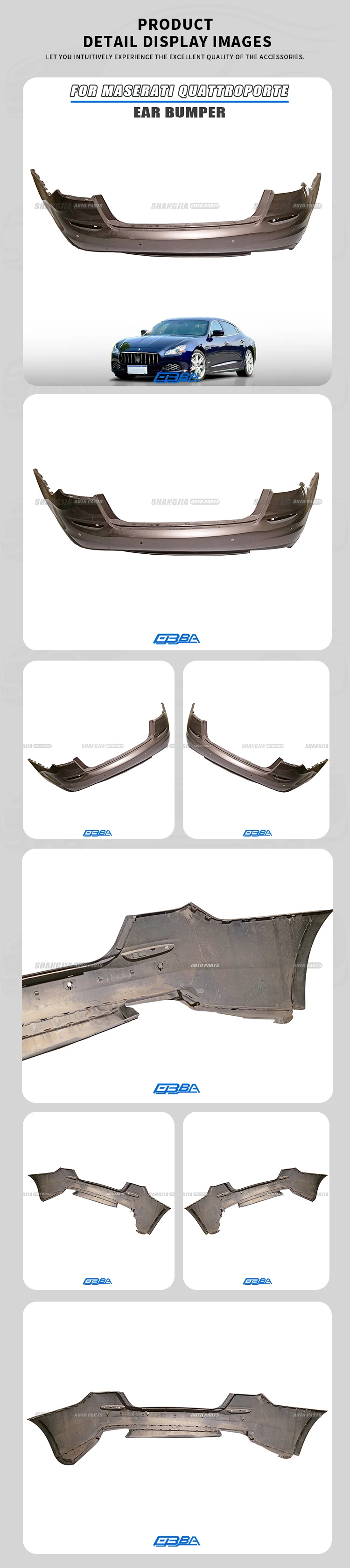 product 2025 hot sale auto parts plastic brown rear bumper for maserati quattroporte 2013 2019 673000021-2