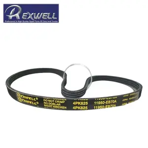 Rexwell Auto Parts Premium OEM 11950-EB70A 7PK825 EPDM Car Power Steering Pump Belt for Nissan Urvan E25 Navara Np300 D40 YD25