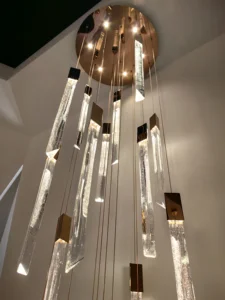 Modern Luxury 3000K Warm White LED Chandelier Long Crystal Postmodern Design Made Murano Glass for Living Room Dining Staircase