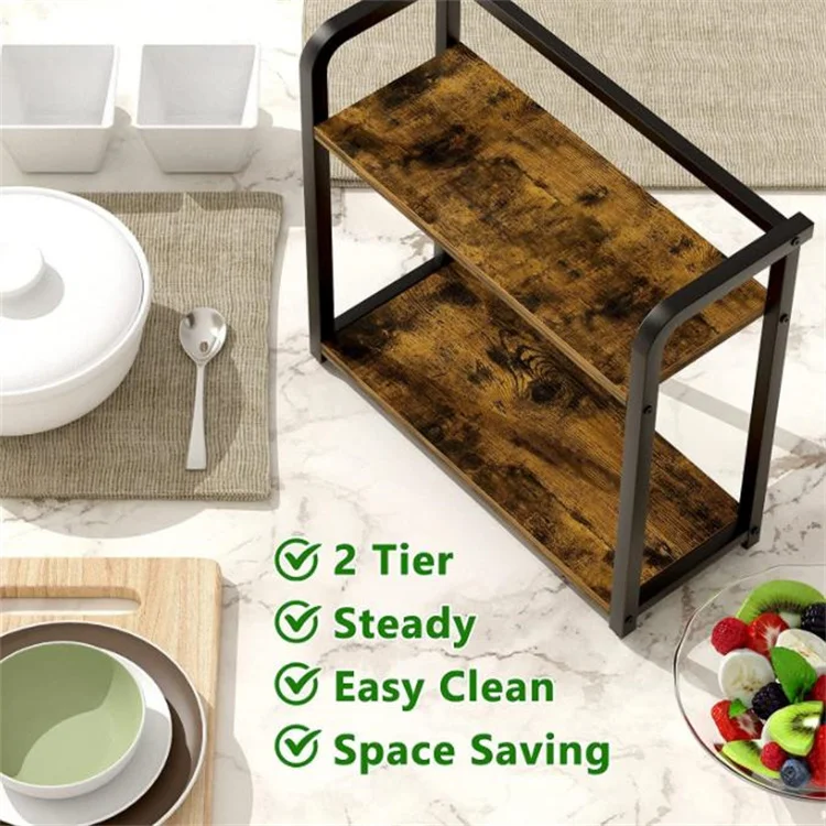 Wooden Spice Rack Organizer Bathroom Counter Organizer 2 Tier Small ...