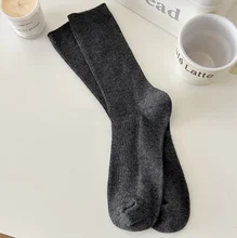 Fashion Plain Rim Cotton Girl Tube Socks Custom Design Crew Slouch Socks for Women