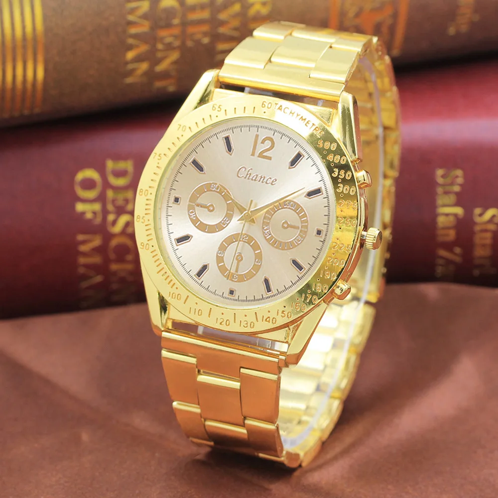Hot Style Gold Steel Band Watch Jewelry Men's Quartz Golden Watch Wholesale  - Buy Good Quality Men Watch,Golden Watch For Mens,Gold Watches Jewelry  Product on Alibaba.com