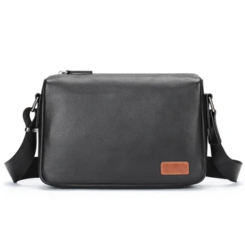 Custom logo men's crossbody bag simple leather messenger bag large capacity portable shoulder bag Reasonable wholesale prices