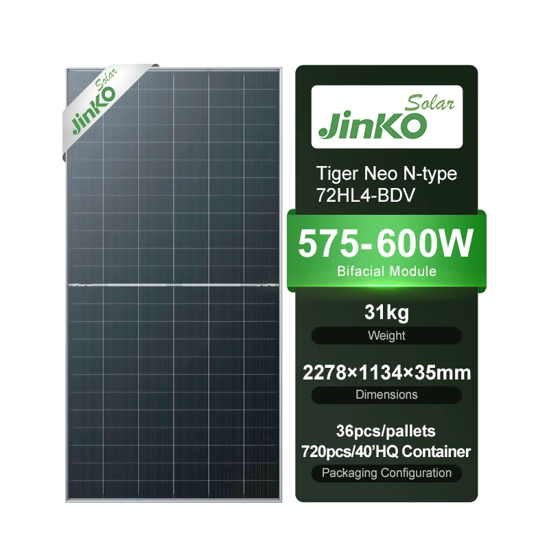 Jinko N Type Bifacial 575W 580W 585W 590W 595W 600W Topcon Solar Panel ...