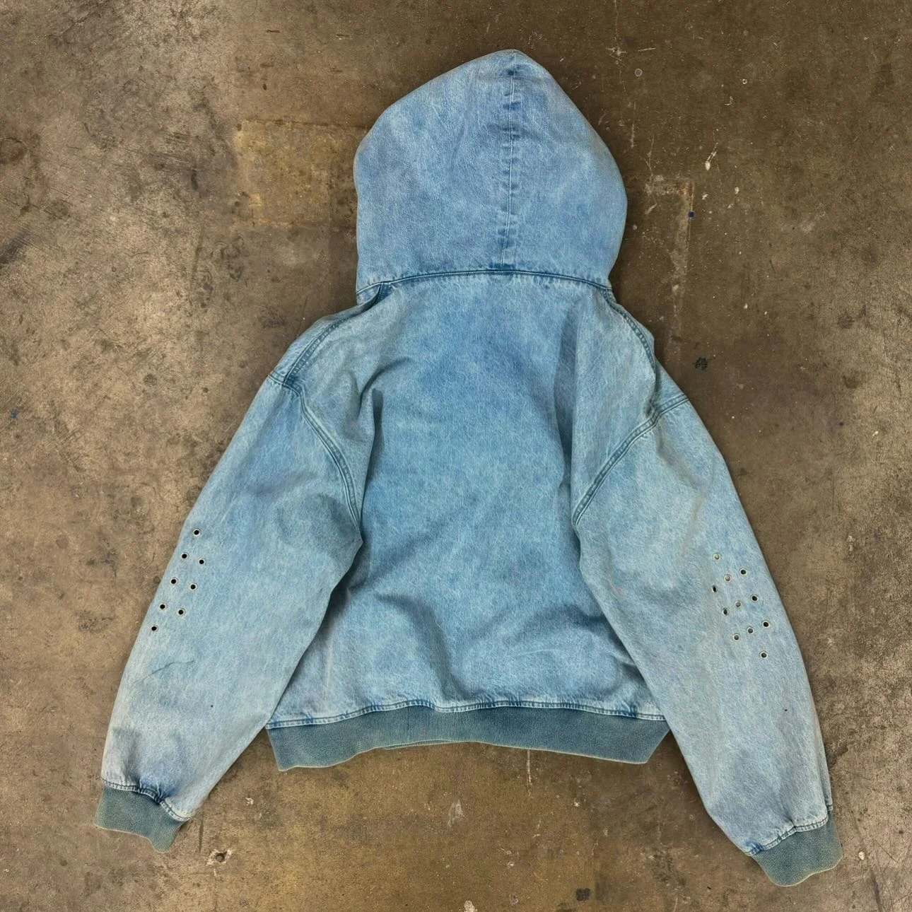 Salati Custom Designer Mit Logo Unisex Sweatshirt Pullover Sun Faded 500 GSM Embroidery Vintage Acid Wash Jeans Denim Hoodie Men gallery 3