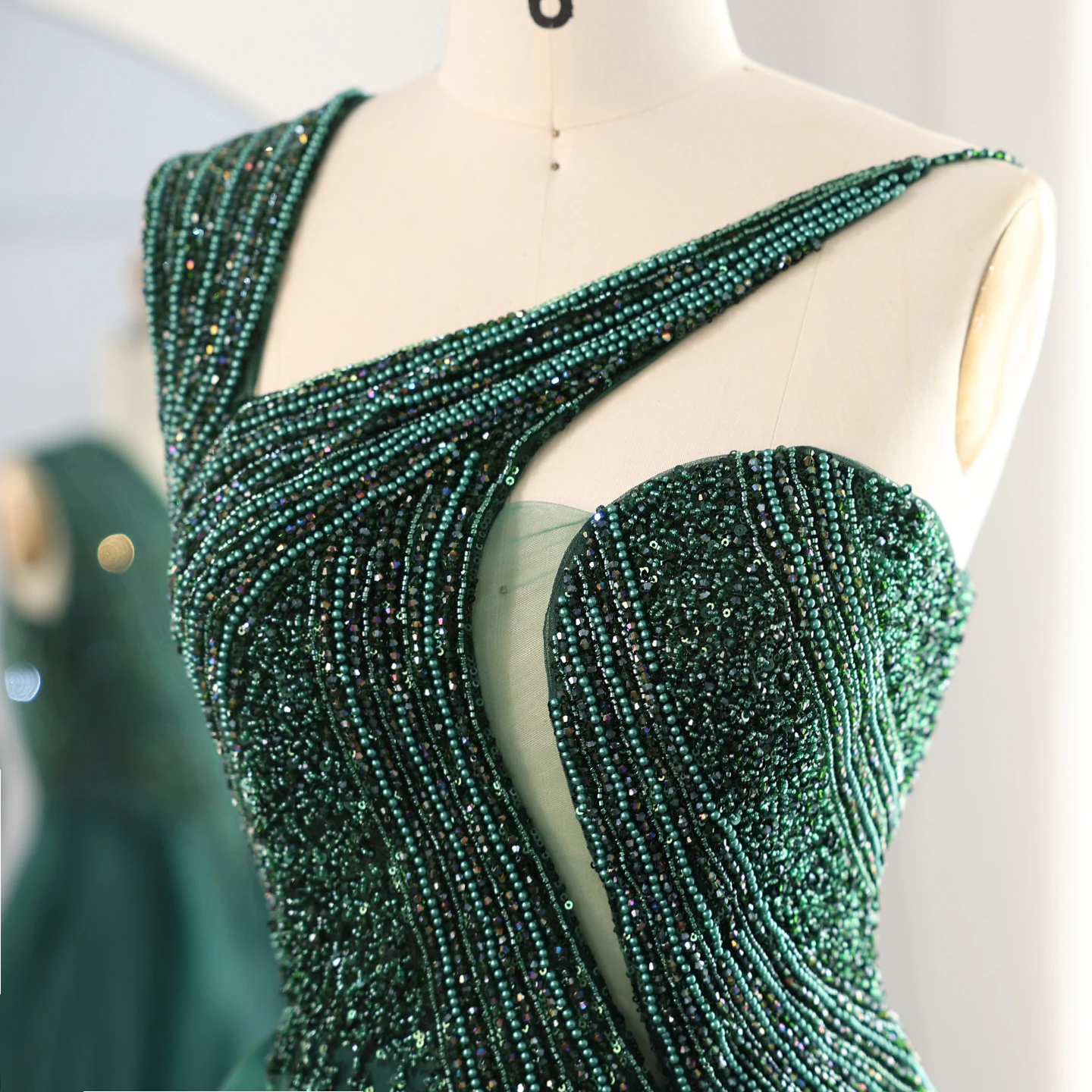 sachin and babi light blue dress Sharon Said SS128 Luxury Emerald Green Evening Dress with Overskirt One  Shoulder Women Wedding Party Prom Formal Gown
