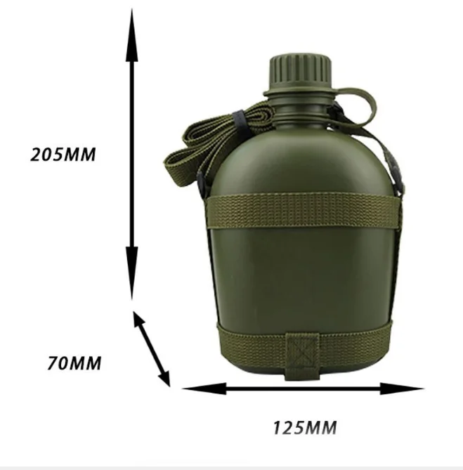 Sports Outdoor Hunting Outdoor Tactical Plastic 1L 800ml 1000ml Water Bottle Custom logo with Shoulder Straps Canteen