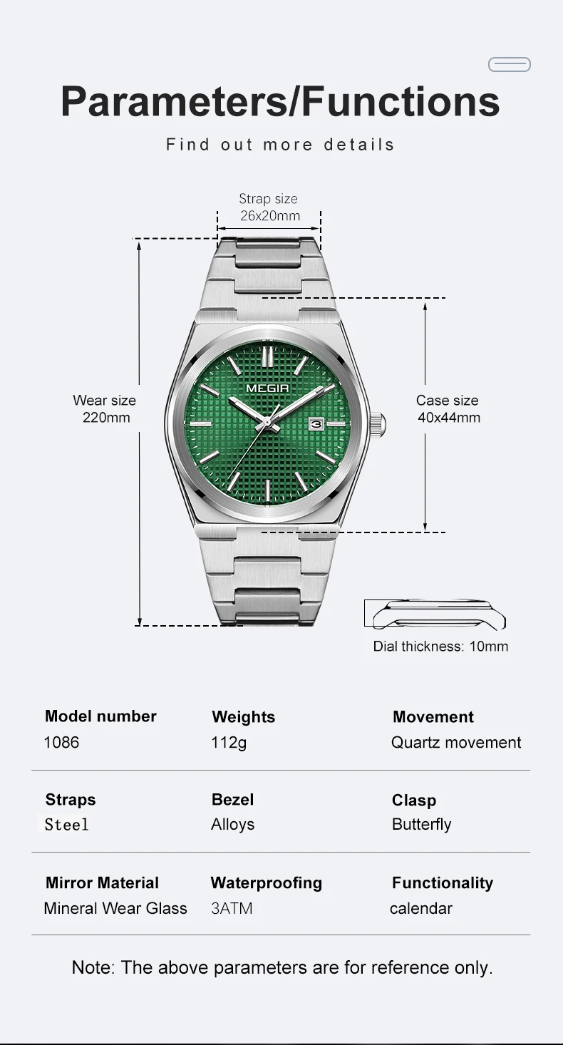 MEGIR 1086 Luxury Gold Steel Quartz Watch for Men | Irregular