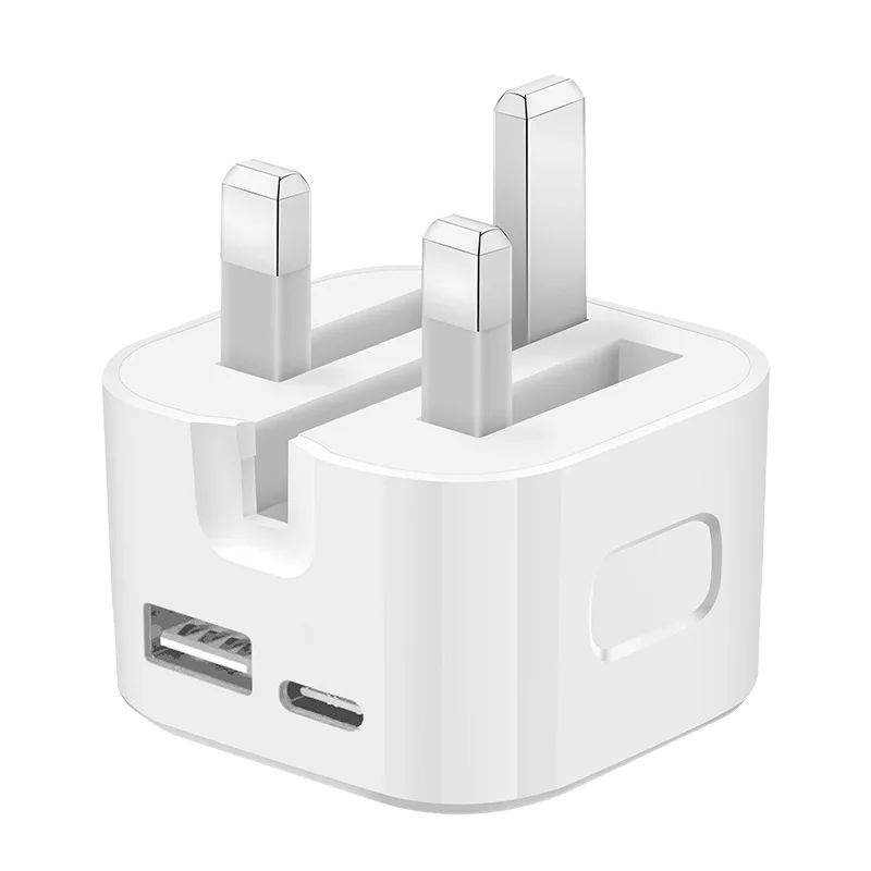 UK Plug 35W Dual Port Fast Charging Head PD20W OVP Protected for Samsung and for iPhone Foldable Charger