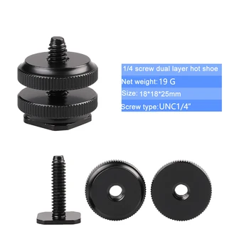 Kaliou 1/4" Single Dual Layer Tripod Mount Screw Flash Hot Shoe Mount Adapter for Camera DSLR Hotshoe Photo Studio Accessory product image