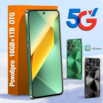 7.3 Inch 16GB+1TB Original Pova 6 Pro 6800 MAh Tecno Phone Android 13.0 Mobile Phone 5G Smartphone