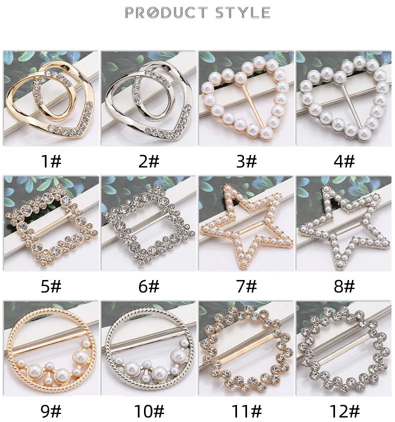 Fancy Design Apparel Metal Trims Rhinestone Buckle Pearl Silk Scarf Jewelry Accessories Gold Rose Gold Scarf Clips Ring