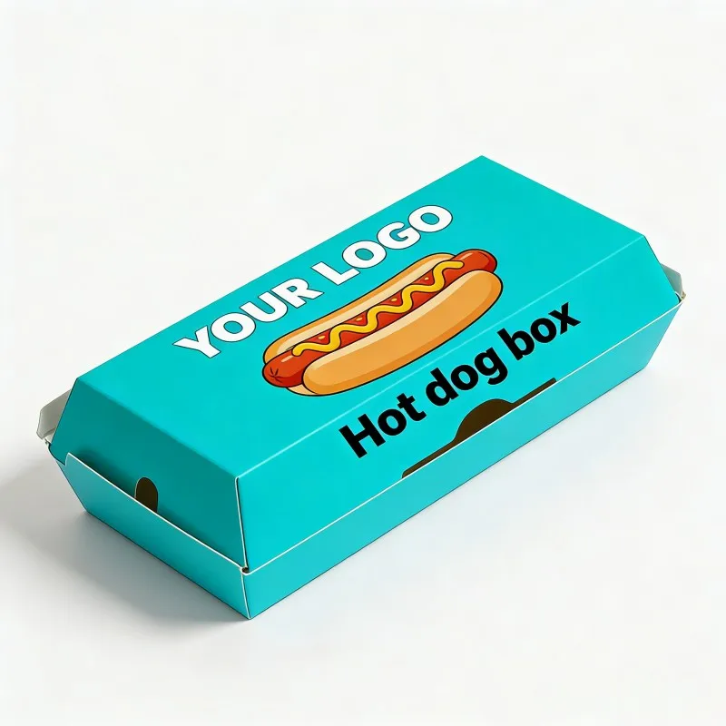 Customized logo Sushi Box Recyclable Takeaway Burger and French Fry Paper Box Corn Hot Dog Food Packaging Box