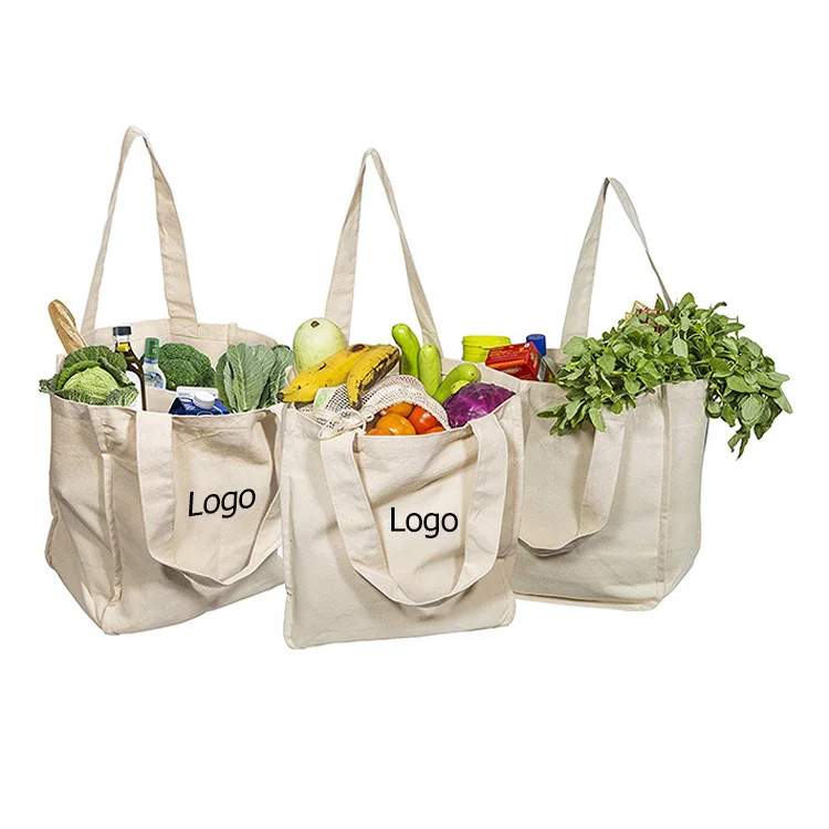 Recycle Organic 100% Plain Cotton Shopping Bag Reusable Cotton Canvas Tote Bags With Custom Printed Logo