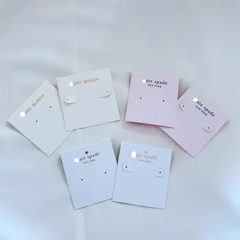 Custom printed Logo recycled White packaging holder Jewelry Display Card with pouch Necklace Earring Card