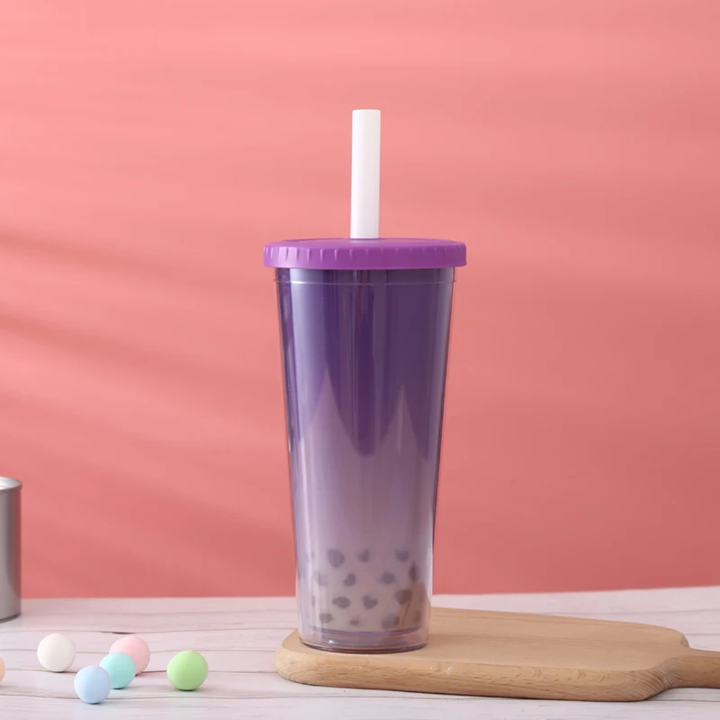 CHINA SELECTION INEEDU FOOD GRADE Plastic Reusable Bubble Tea Cups Tumblers With Fat Straw 14mm