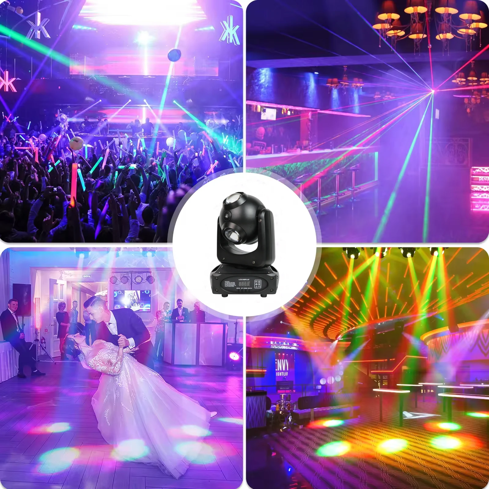 LED Moving Head Light RGBW Beam Lights DMX for Live Show DJ Disco Events Party Stage Lighting KTV Wedding Christmas Halloween