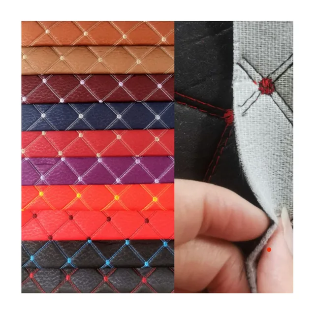 100% Polyester Diamond Stitching Silk Sewing Material Embroidery Quilt Fabric for Truck Motorcycle Tricycle Seat Cover Headliner