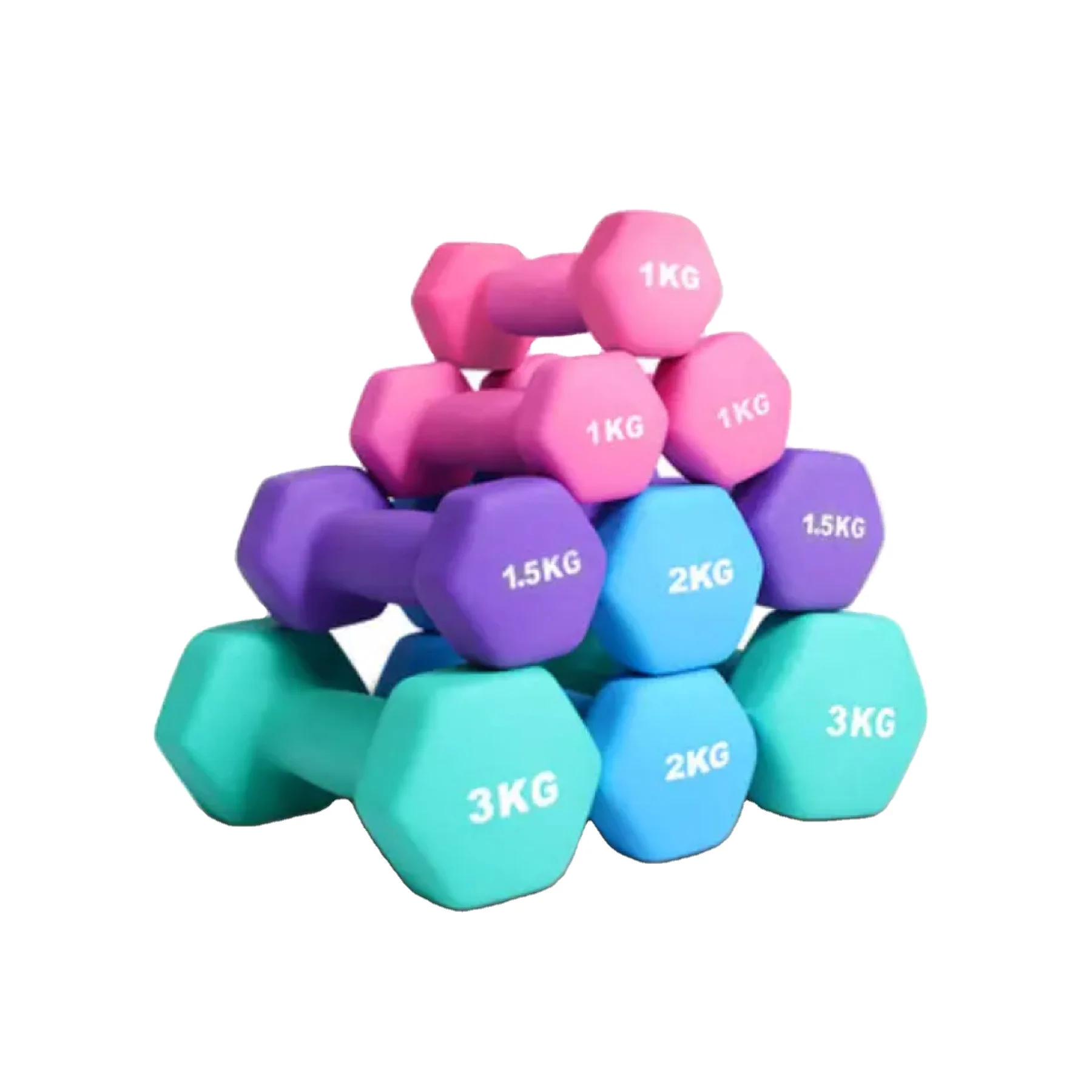 Neoprene Vinyl 1kg 2kg 3kg 4kg 5kg Rubber Coated Hex Dumbbell Pesas Set