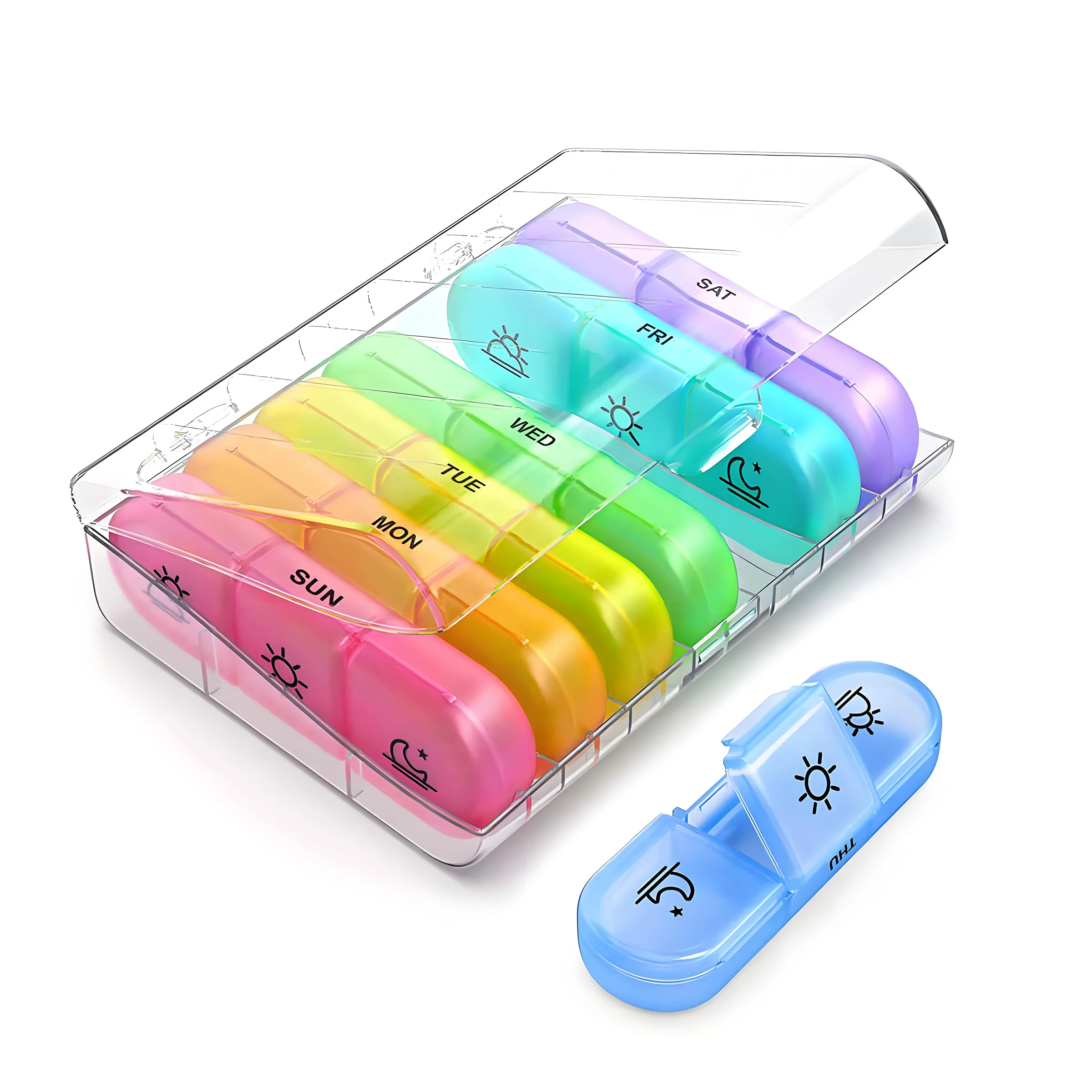 Scatola monocompartimentale per pillole in plastica 3-compartimenti Scatola per medicine