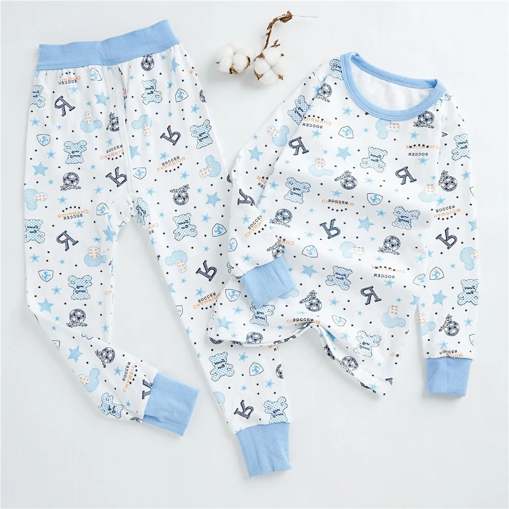 Низкая цена; Комплект детской одежды из 100% хлопка с длинными рукавами; Пижамный комплект из 2 предметов для малышей