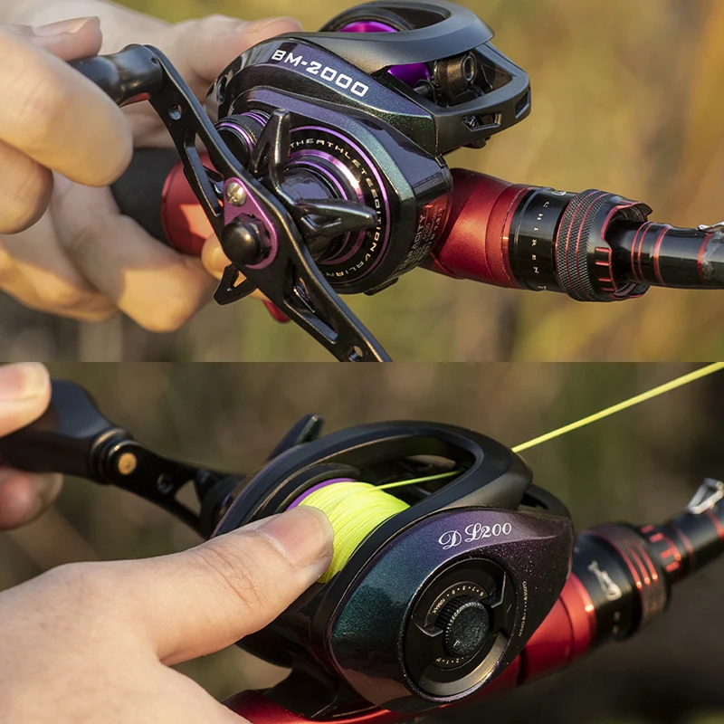 LINNHUE Baitcasting Reel BM2000 6BB Purple