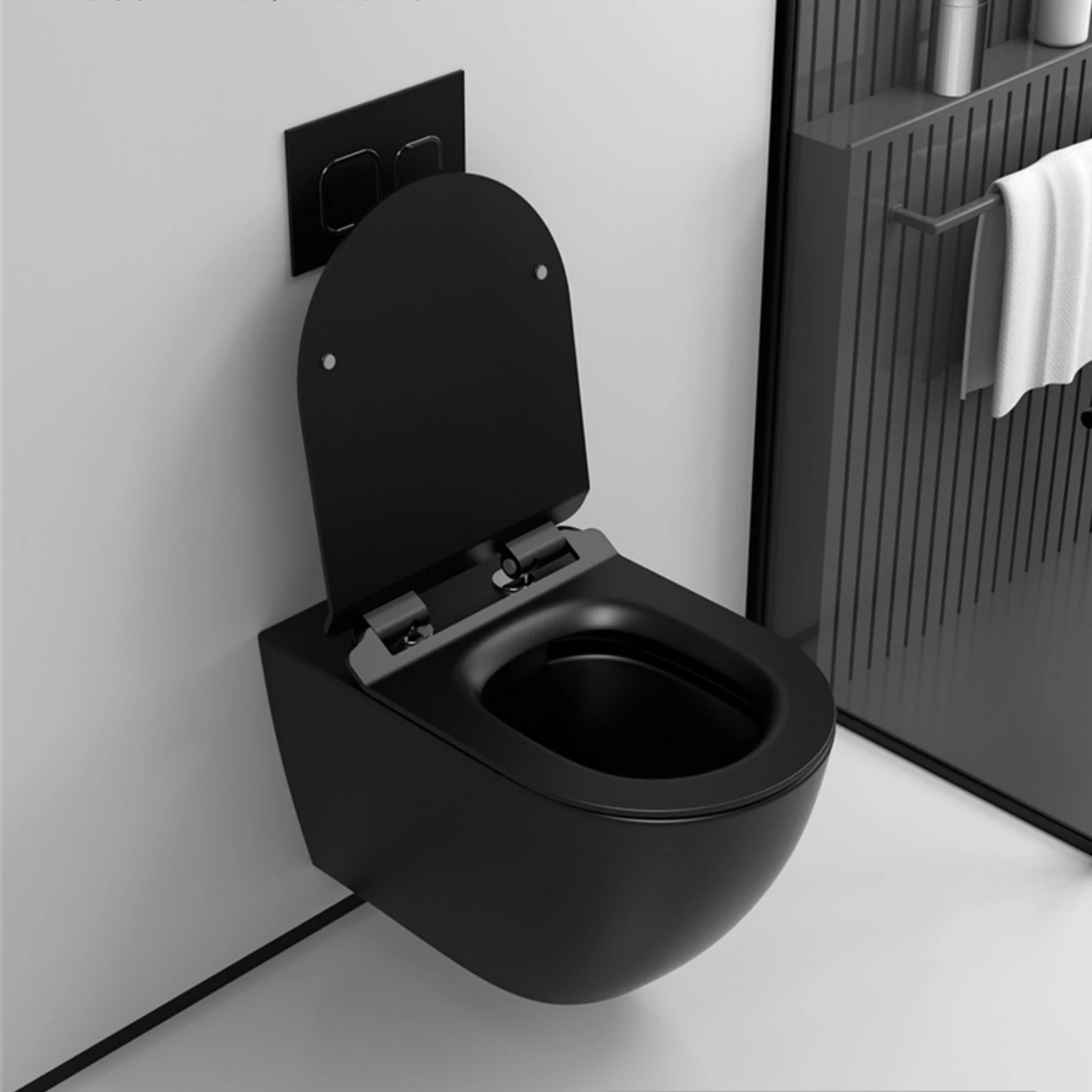 Wall hanging european rimless p trap modern color ceramic sanitary ware wc wall mounted drain matt black wall hung toilet manufacture