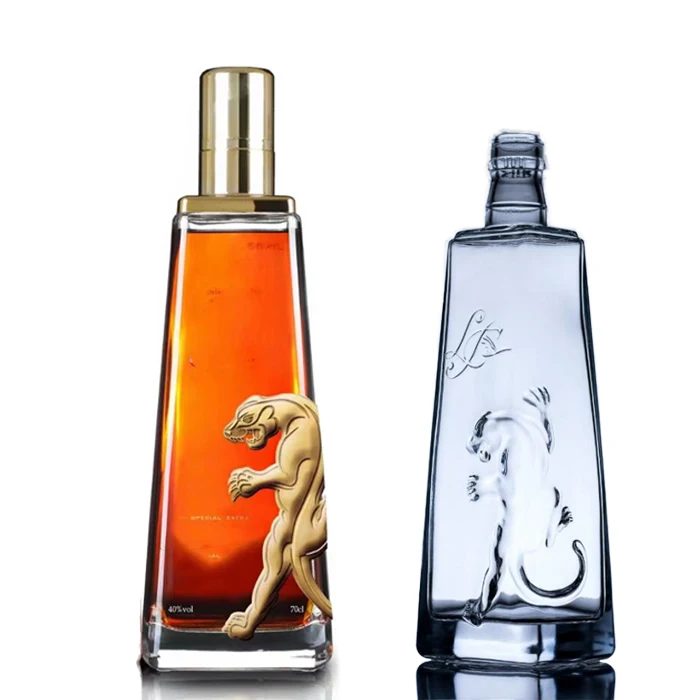 50ml 375ml 750ml 1000ml  French square Glass Bottle for Brandy