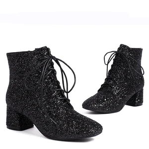 Women's Plus-Size Sequined Jazz  Dancing Shoes Indoor Outdoor Nightclub Trend Catwalk Boots PU Upper Rubber Outsole