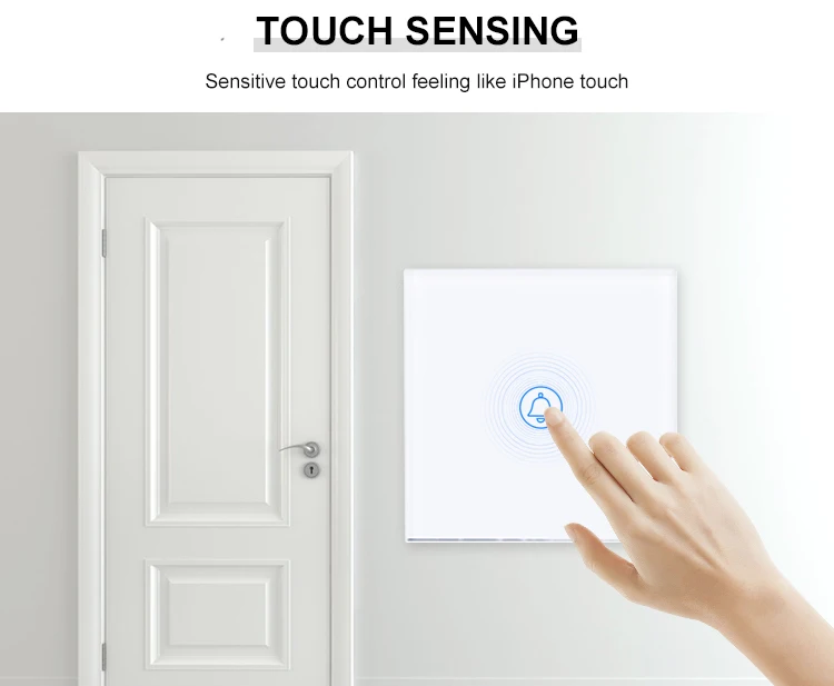 EU Standard Home Capacitive Touch Control Electronic Waterproof Doorbell Switch