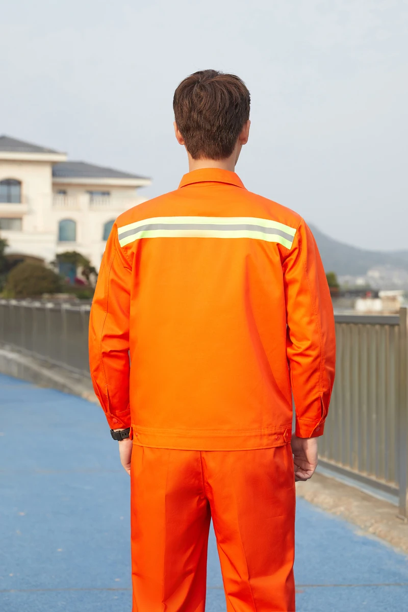 Custom men thin long short-sleeved site workshop labor protection work clothing set
