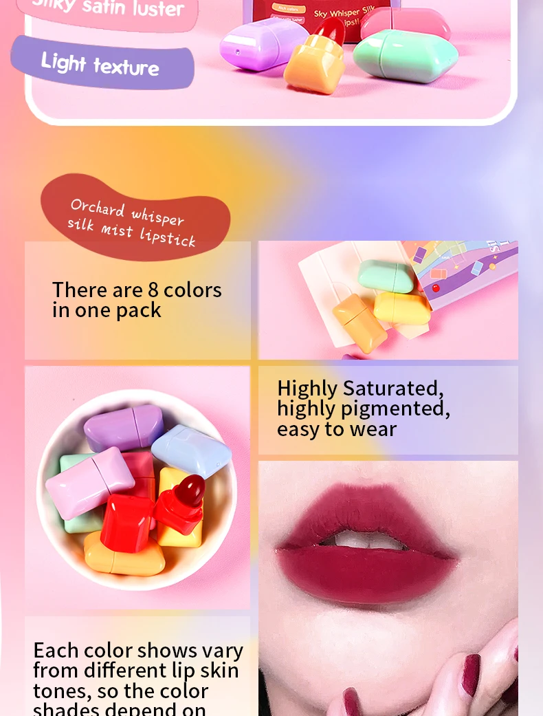 Juliapop Candy Lipstick Kit Mini Lipstick 8 Colors / Box Velvet Lip