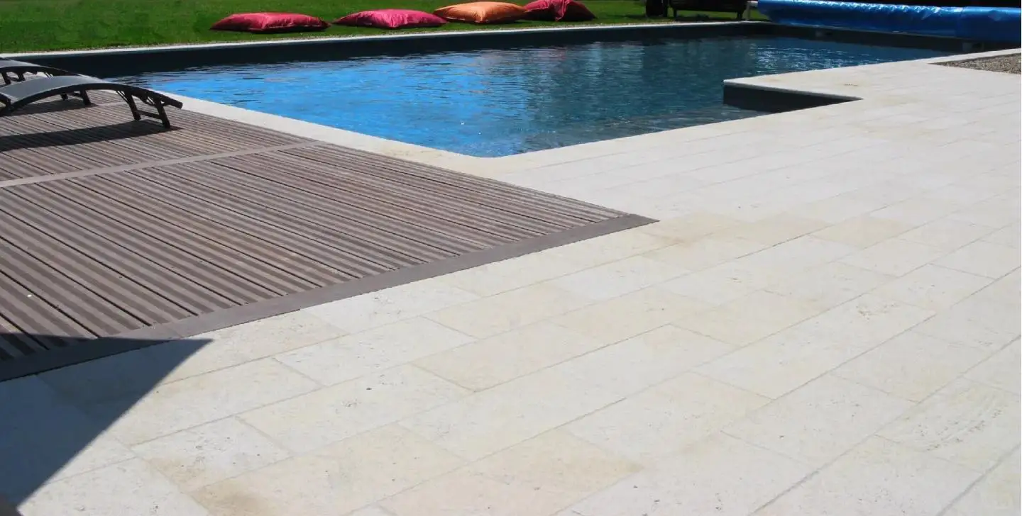 product modern designed beige limestone block polished exterior outdoor villa coping for pool  stone flooring tumbled surface-3