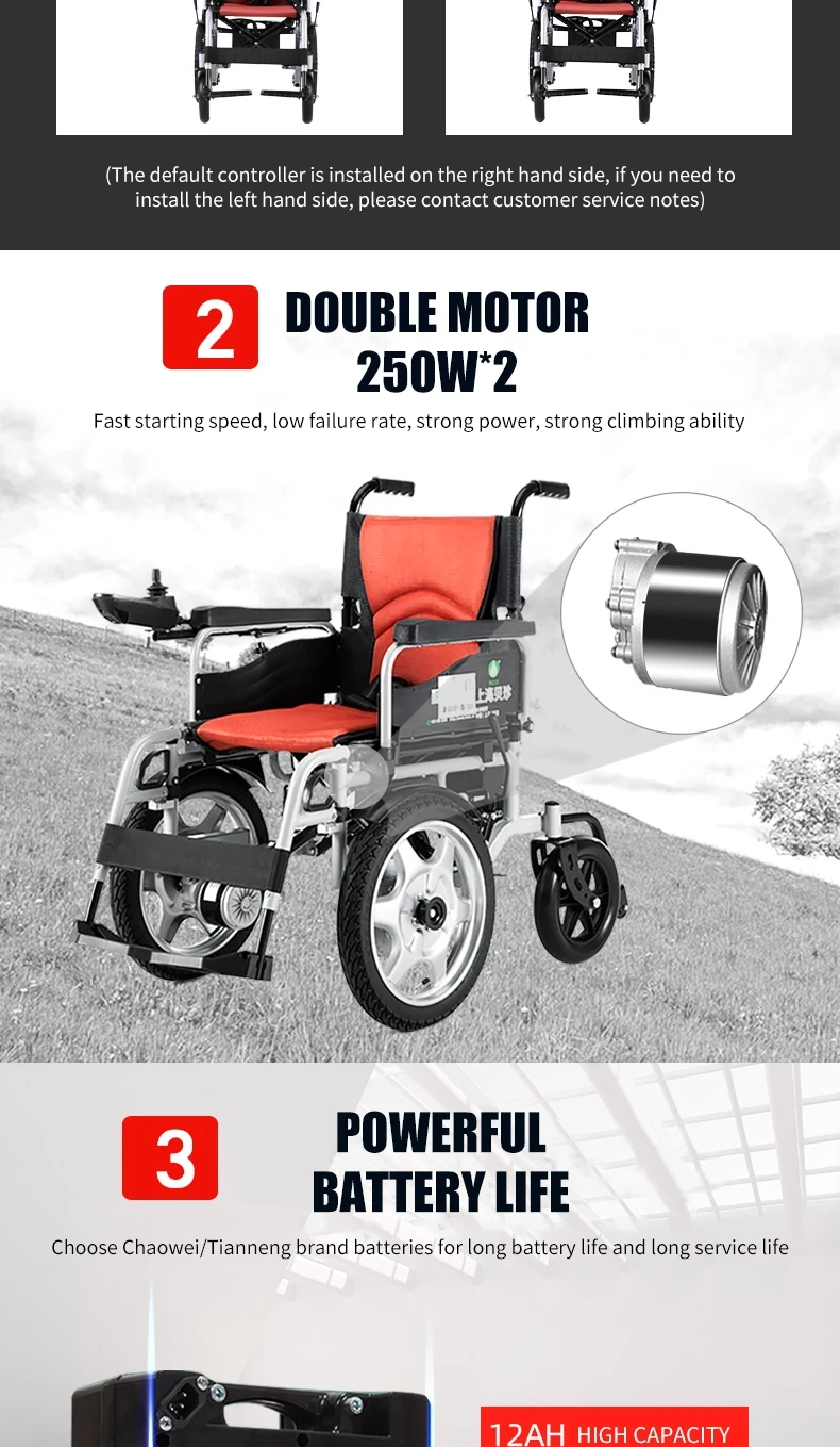 Manufactures wheelchair comfortable 4x4 wheelchair attractive all terrain lightweight folding power wheelchair long use supplier