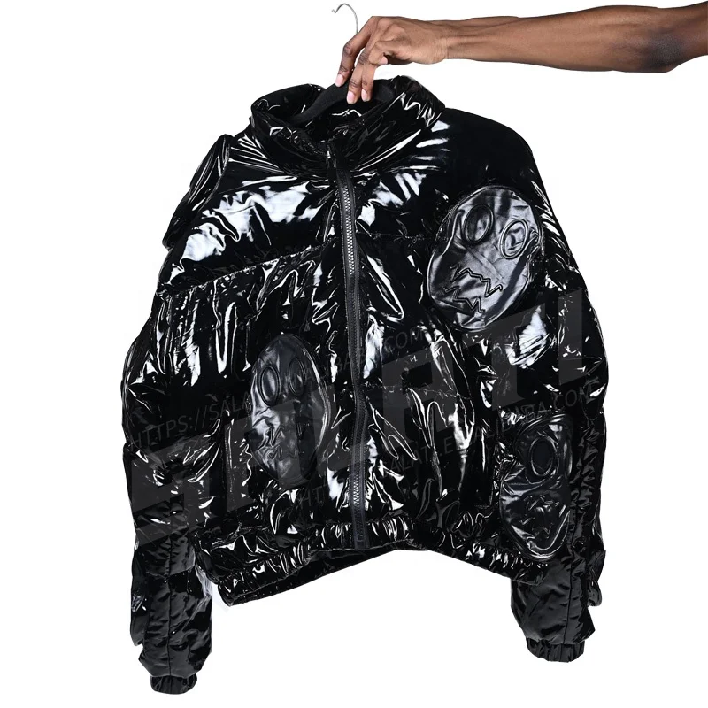 Custom OEM Service Winter Jackets Men Windproof Oversized Padded Zip up Bubble Shiny Puffer Jacket gallery 4