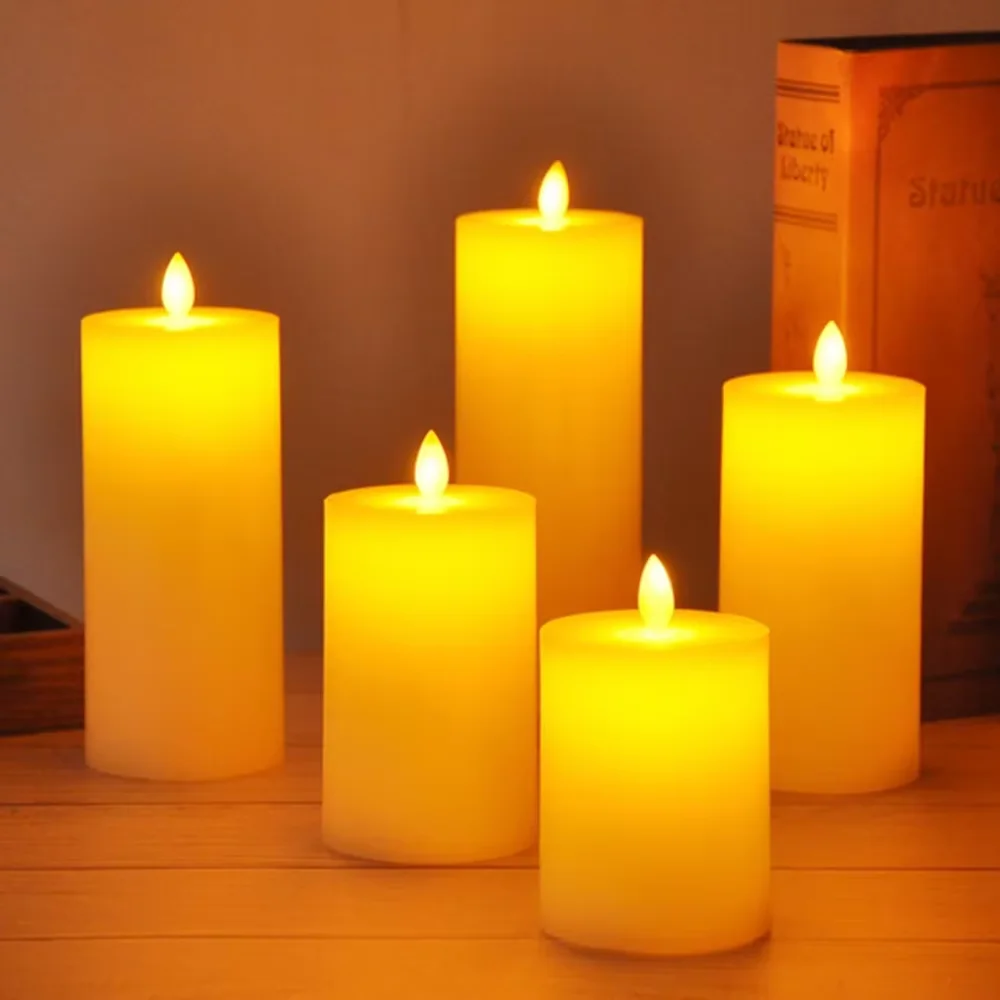 Flat mouth paraffin wax candle flameless LED candle holiday decoration light Christmas home wedding decoration