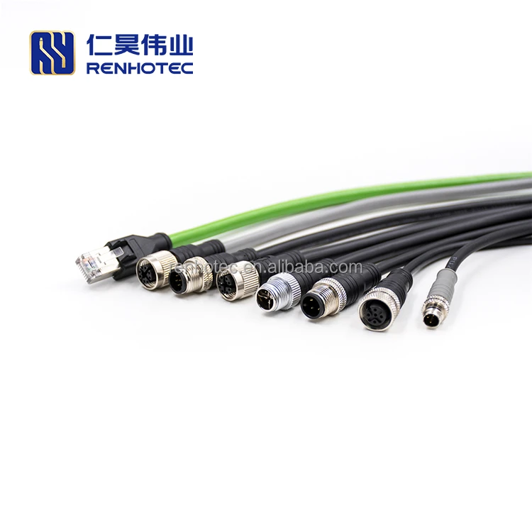 Signal M12 Cable Connector 5 Pin Male Molding Cable Straight Single Ended 1m 2m 5m 10m