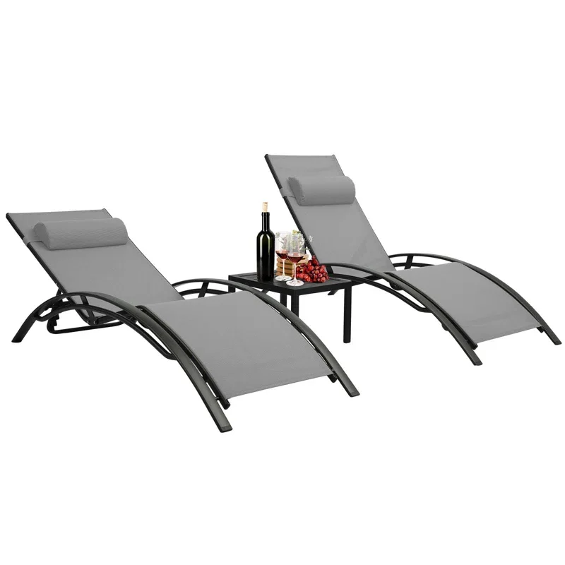Leisure Outdoor Furniture Garden Patio Sun Lounger Chaise Lounge Potable Set Aluminum Fabric Swimming Pool