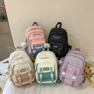 Omaska Children Teenager Backpack Fashion Large Capacity 17 Inch Students Backpack Women Waterproof Polyester Schoolbag